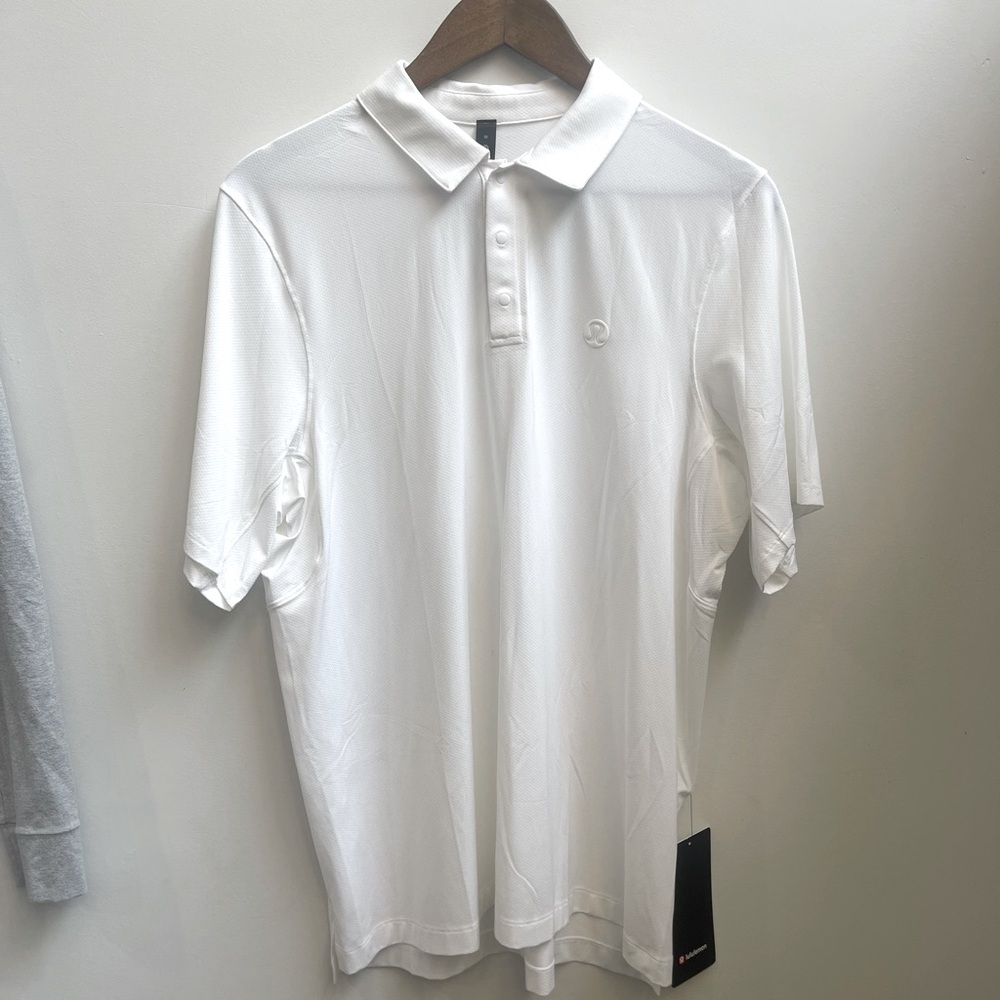 Lululemon men’s white Snap-Front Performance
Short-Sleeve Polo